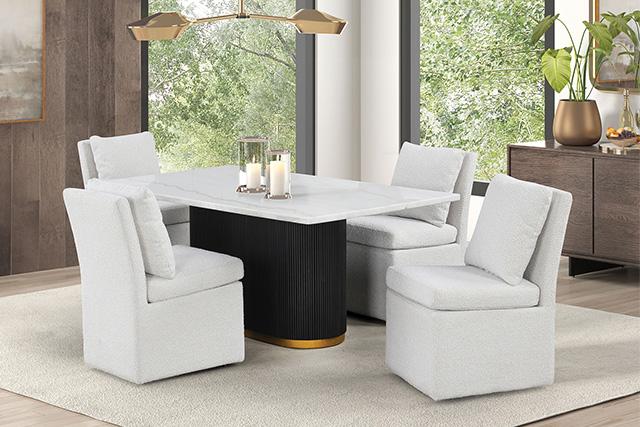 Morges 5 Pc Dining Table Set Black - U&U Home Budget Furniture (Carteret, NJ)