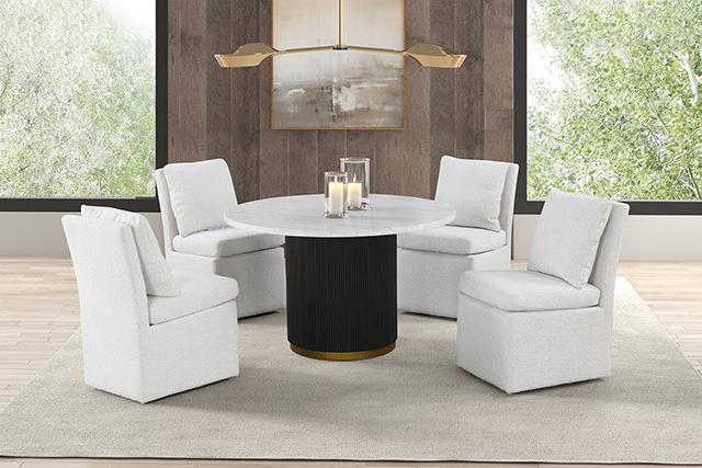 Varde 5 Pc Dining Table Set White - U&U Home Budget Furniture (Carteret, NJ)