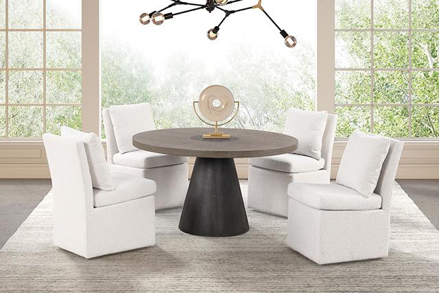 Broager 5 Pc Dining Table Set (Light Gray Swivel Chairs) - U&U Home Budget Furniture (Carteret, NJ)