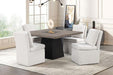 Broager 5 Pc Dining Table Set (White Swivel Chairs) - U&U Home Budget Furniture (Carteret, NJ)