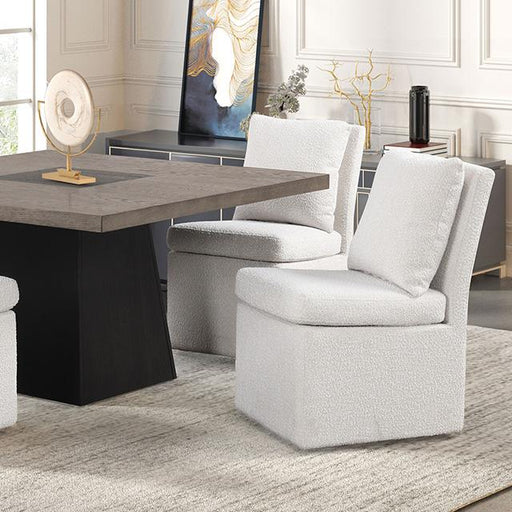 Broager 5 Pc Dining Table Set (White Swivel Chairs) - U&U Home Budget Furniture (Carteret, NJ)