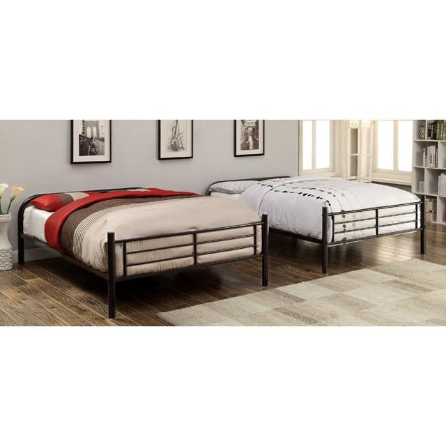 BROCKET Black Metal Full/Full Bunk Bed - U&U Home Budget Furniture (Carteret, NJ)