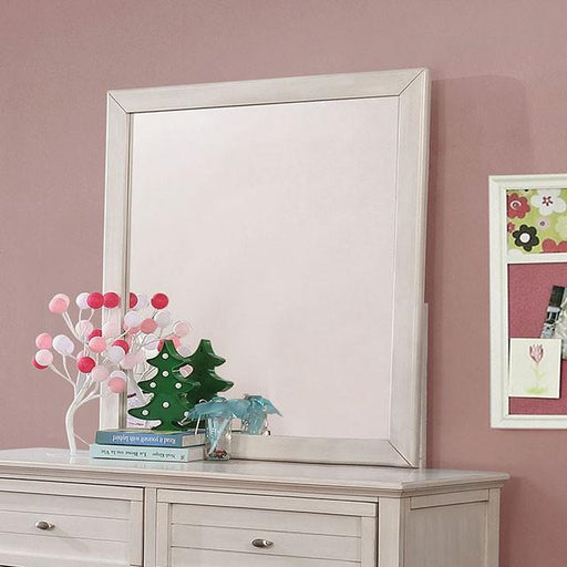 Brogan Antique White Mirror - U&U Home Budget Furniture (Carteret, NJ)