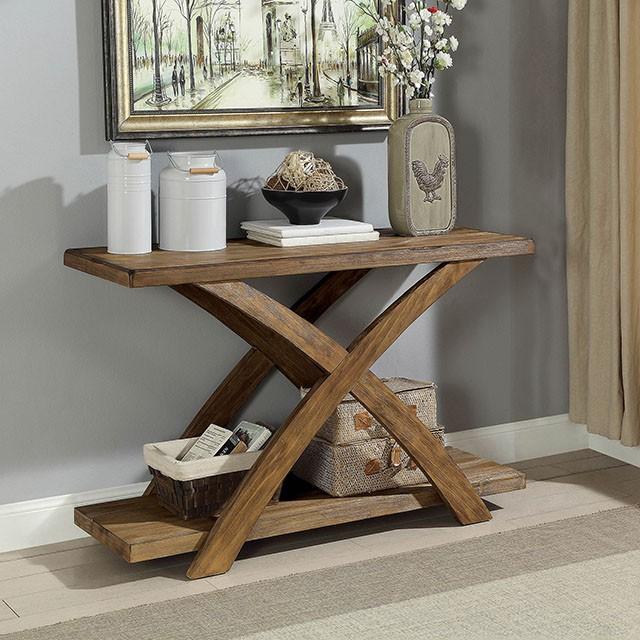 Bryanna Antique Light Oak Sofa Table - U&U Home Budget Furniture (Carteret, NJ)