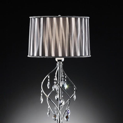 Arya Black/Chrome Table Lamp, Hanging Crystal - U&U Home Budget Furniture (Carteret, NJ)