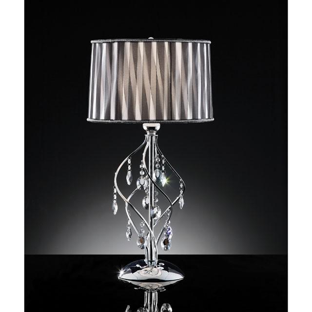 Arya Black/Chrome Table Lamp, Hanging Crystal - U&U Home Budget Furniture (Carteret, NJ)