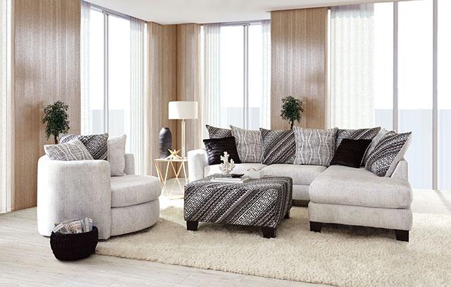 EIMEAR Swivel Chair, Off-white/Black - U&U Home Budget Furniture (Carteret, NJ)