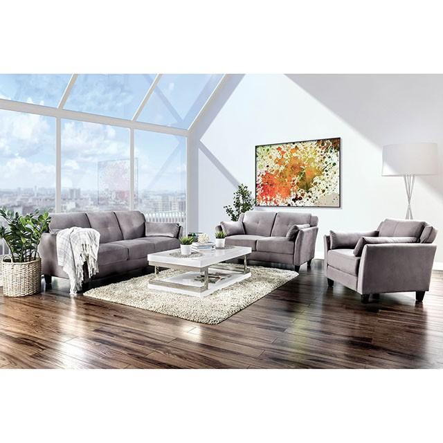 YSABEL Warm Gray Love Seat, Warm Gray (K/D) - U&U Home Budget Furniture (Carteret, NJ)