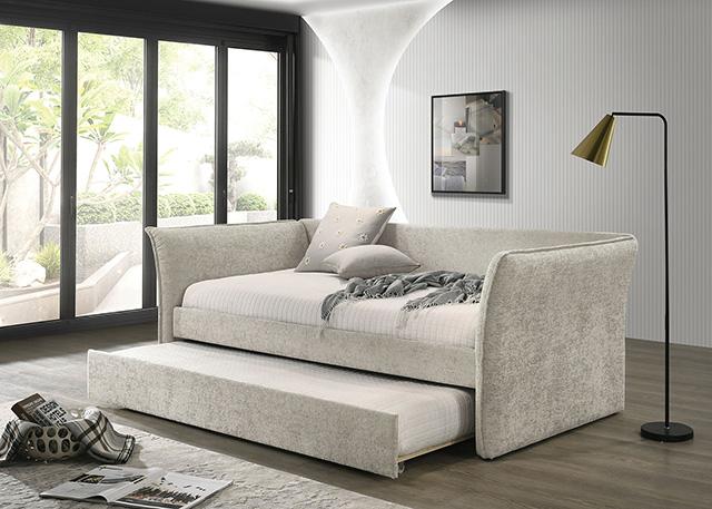 Yuri Twin Daybed w/ Trundle Beige - U&U Home Budget Furniture (Carteret, NJ)