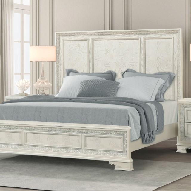 Stella Mia E.King & Queen Bed White & White - U&U Home Budget Furniture (Carteret, NJ)