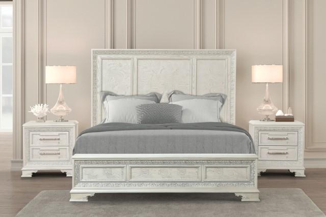 Stella Mia E.King & Queen Bed White & White - U&U Home Budget Furniture (Carteret, NJ)