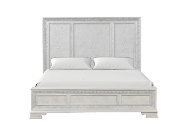 Stella Mia E.King & Queen Bed White & White - U&U Home Budget Furniture (Carteret, NJ)