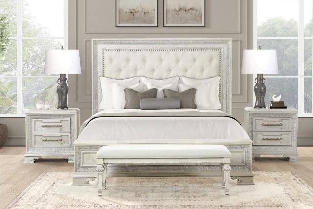 Stella Mia E.King & Queen Bed White & White - U&U Home Budget Furniture (Carteret, NJ)