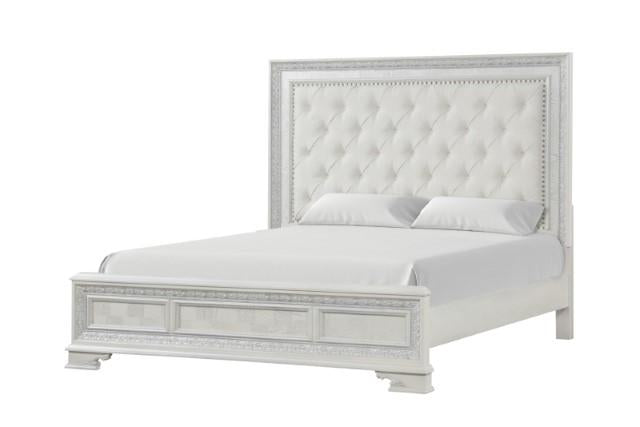 Stella Mia E.King & Queen Bed White & White - U&U Home Budget Furniture (Carteret, NJ)