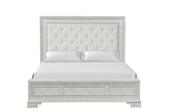 Stella Mia E.King & Queen Bed White & White - U&U Home Budget Furniture (Carteret, NJ)