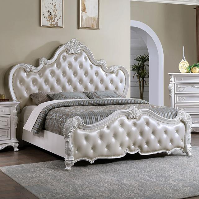 Ventresca 4 & 5 Piece Queen Bedroom Set White & Chrome - U&U Home Budget Furniture (Carteret, NJ)