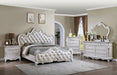 Ventresca 4 & 5 Piece Queen Bedroom Set White & Chrome - U&U Home Budget Furniture (Carteret, NJ)