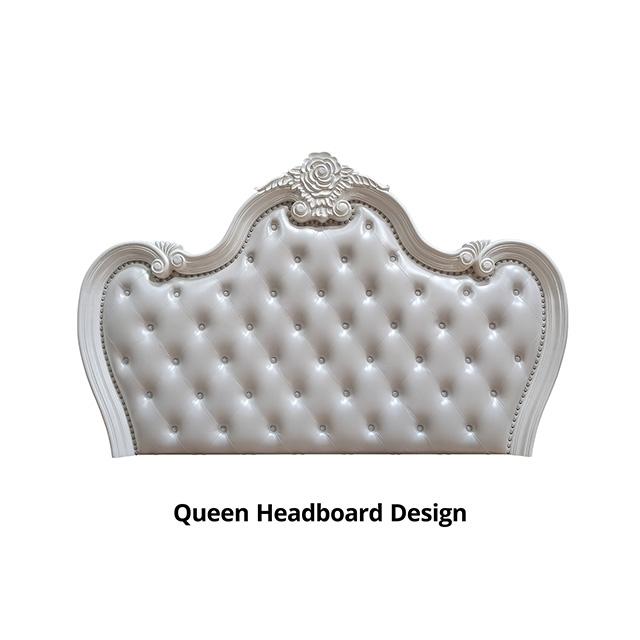 Ventresca 4 & 5 Piece Queen Bedroom Set White & Chrome - U&U Home Budget Furniture (Carteret, NJ)