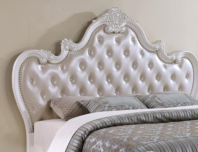 Ventresca 4 & 5 Piece Queen Bedroom Set White & Chrome - U&U Home Budget Furniture (Carteret, NJ)