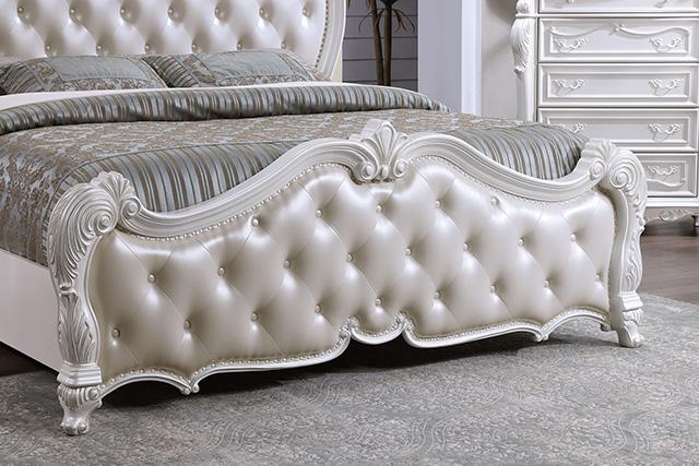 Ventresca 4 & 5 Piece Queen Bedroom Set White & Chrome - U&U Home Budget Furniture (Carteret, NJ)