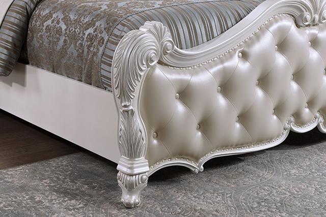 Ventresca 4 & 5 Piece Queen Bedroom Set White & Chrome - U&U Home Budget Furniture (Carteret, NJ)