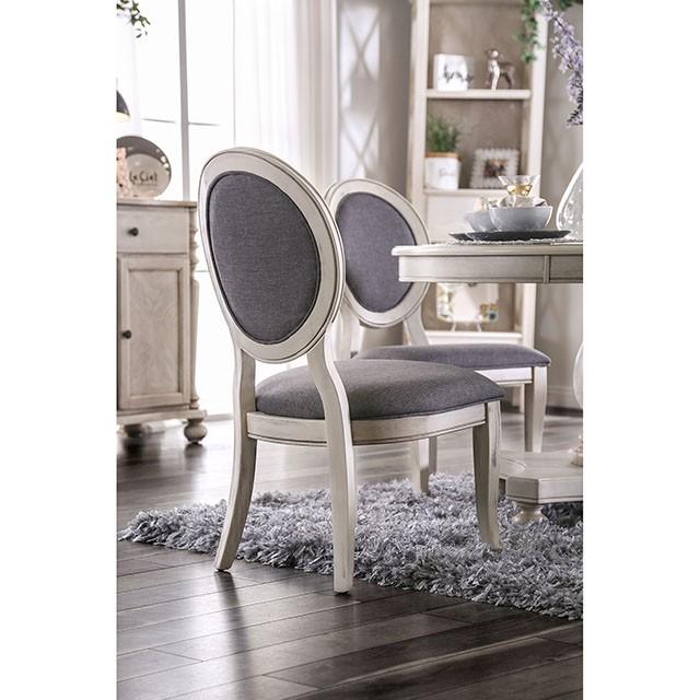 Kathryn Antique White/Gray Side Chair, Antique White (2/CTN) - U&U Home Budget Furniture (Carteret, NJ)