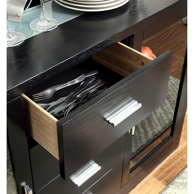 Luminar Black Glass-Insert Dining Table - U&U Home Budget Furniture (Carteret, NJ)