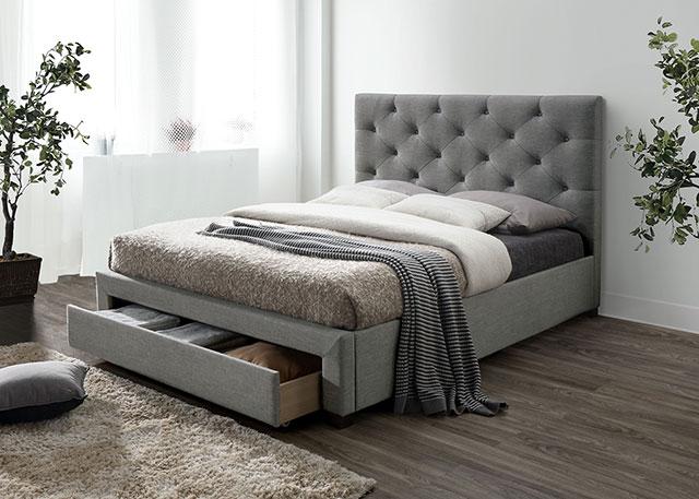 SYBELLA Cal.King, E.King, Queen, Full, & Twin Bed, Beige - U&U Home Budget Furniture (Carteret, NJ)