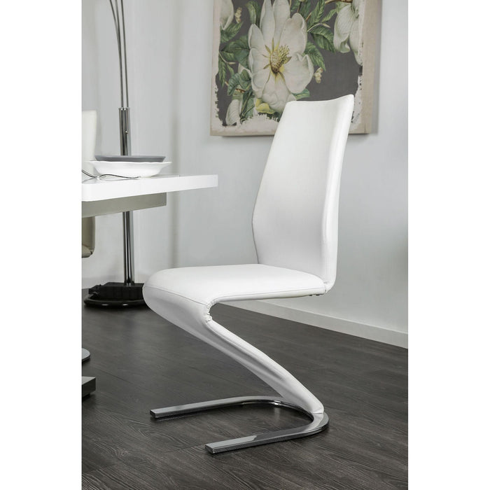 Midvale White/Chrome Side Chair (2/CTN) - U&U Home Budget Furniture (Carteret, NJ)