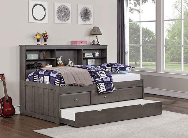 TIBALT Twin DayBed w/ Trundle, Dark Gray - U&U Home Budget Furniture (Carteret, NJ)