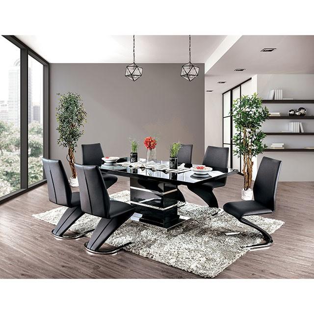 Midvale Black/Chrome Dining Table - U&U Home Budget Furniture (Carteret, NJ)