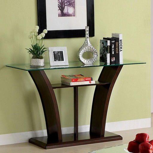 MANHATTAN IV Dark Cherry Sofa Table, Brown Cherry - U&U Home Budget Furniture (Carteret, NJ)