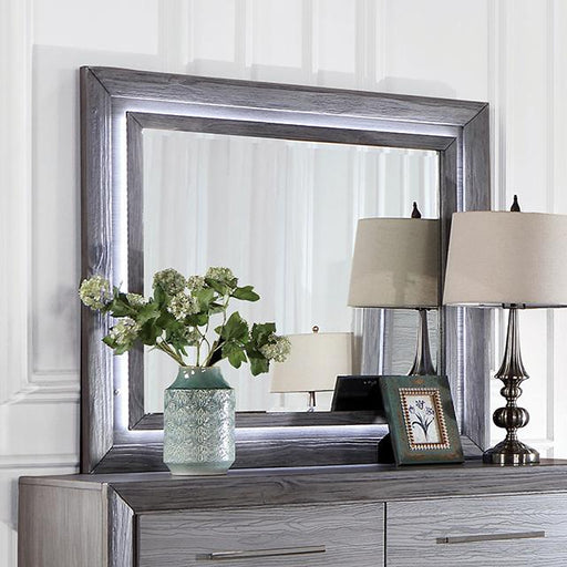 RAIDEN Mirror w/ LED, Gray - U&U Home Budget Furniture (Carteret, NJ)