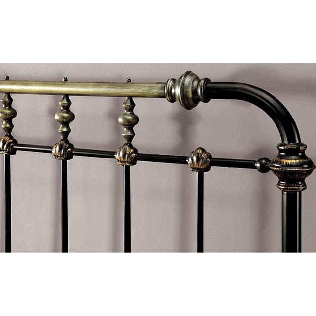 RIANA Antique Black Metal E.King, Full, Queen, & Twin Bed - U&U Home Budget Furniture (Carteret, NJ)