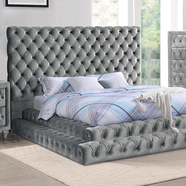 STEFANIA E.King & Queen Bed, Black & Gray - U&U Home Budget Furniture (Carteret, NJ)