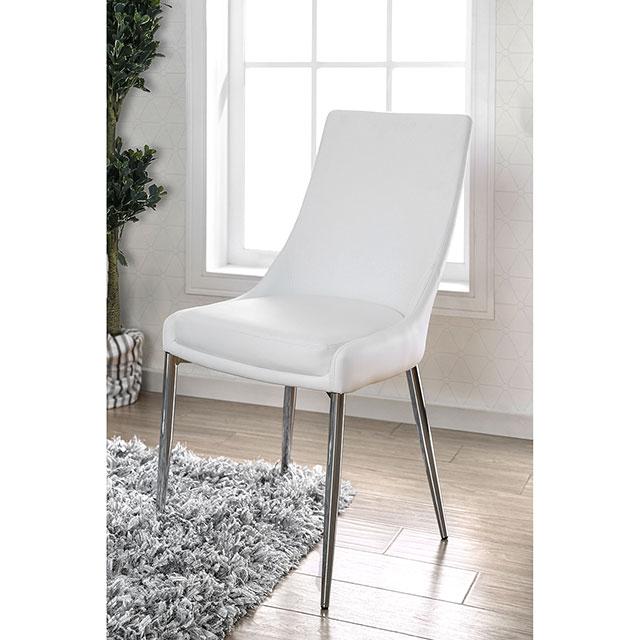 Izzy Silver/White Side Chair, White (2/CTN) - U&U Home Budget Furniture (Carteret, NJ)
