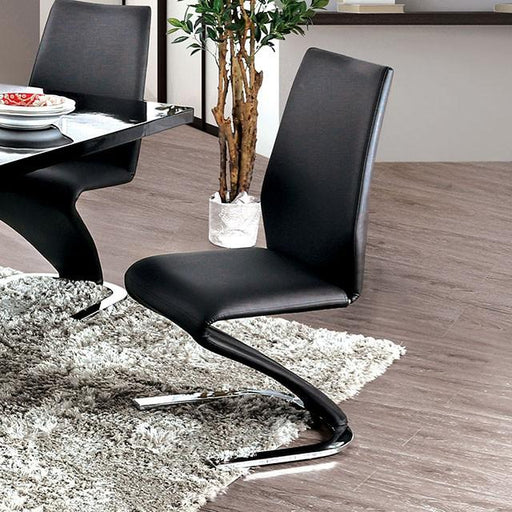 Midvale Black/Chrome Side Chair (2/CTN) - U&U Home Budget Furniture (Carteret, NJ)