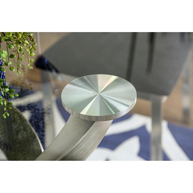 ROXO Silver/Black Round Dining Table - U&U Home Budget Furniture (Carteret, NJ)