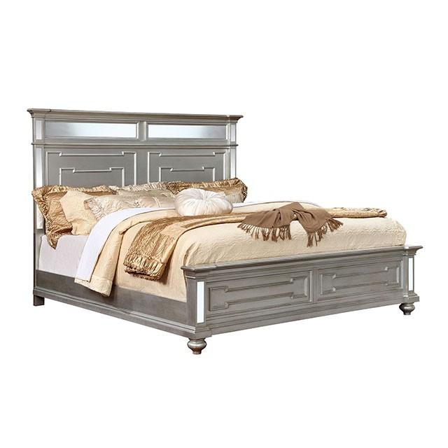 Salamanca Silver Cal.King & Queen Bed - U&U Home Budget Furniture (Carteret, NJ)