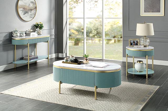 KOBLENZ Sofa Table, Light Teal - U&U Home Budget Furniture (Carteret, NJ)