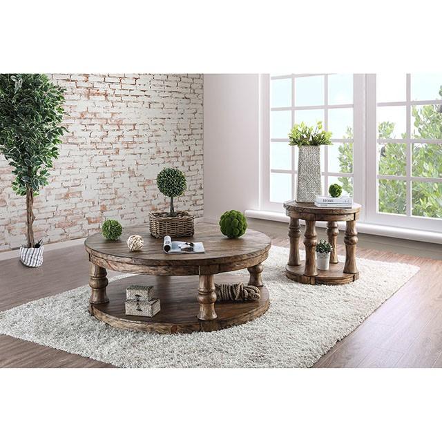 Mika Antique Oak End Table - U&U Home Budget Furniture (Carteret, NJ)