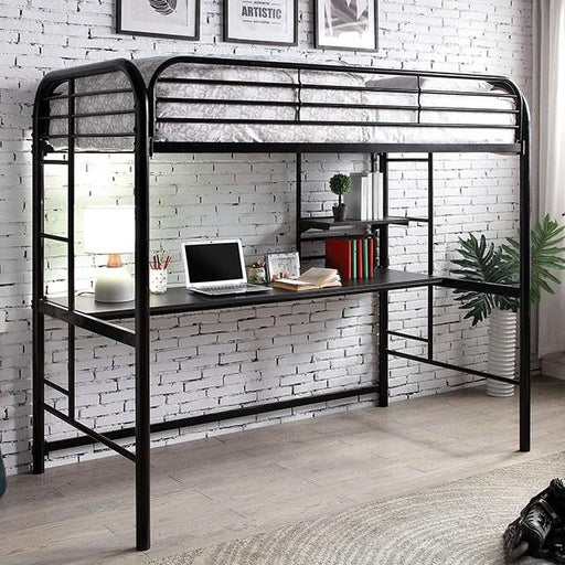Opal Iii Black & Silver Twin Loft Bed - U&U Home Budget Furniture (Carteret, NJ)