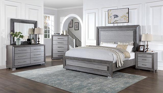 RAIDEN Cal.King, E.King, & Queen Bed, Gray - U&U Home Budget Furniture (Carteret, NJ)