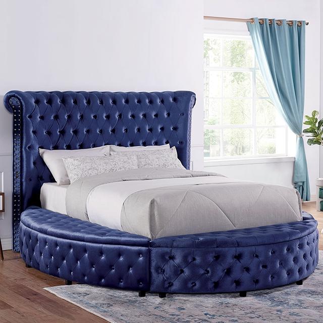 SANSOM E.King & Queen Bed, Black, Blue, & Grey - U&U Home Budget Furniture (Carteret, NJ)