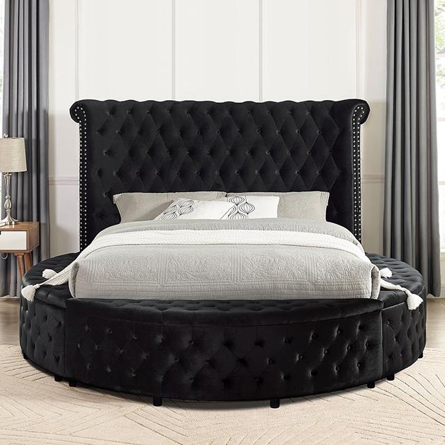SANSOM E.King & Queen Bed, Black, Blue, & Grey - U&U Home Budget Furniture (Carteret, NJ)