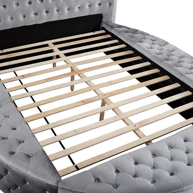 SANSOM E.King & Queen Bed, Black, Blue, & Grey - U&U Home Budget Furniture (Carteret, NJ)