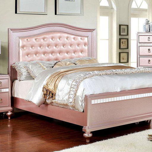Ariston Rose Gold Full, Twin & Queen Bed - U&U Home Budget Furniture (Carteret, NJ)