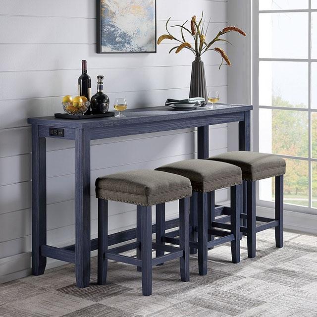 Caerleon 3 & 4 Piece Counter Ht. Set Gray & Blue - U&U Home Budget Furniture (Carteret, NJ)
