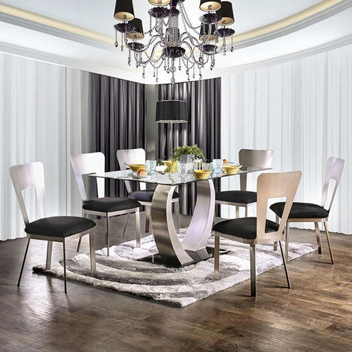 NOVA Silver/Black Dining Table - U&U Home Budget Furniture (Carteret, NJ)