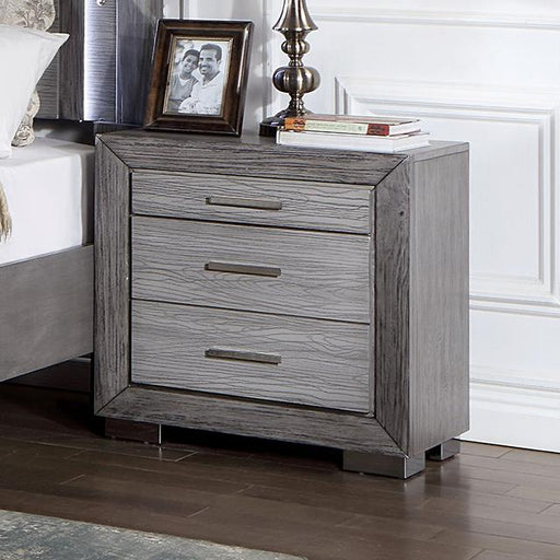 RAIDEN Night Stand w/ USB, Gray - U&U Home Budget Furniture (Carteret, NJ)